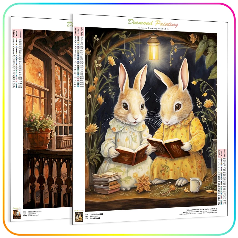 

RUOPOTY Diamond Painting Animals Rabbit Forest Retro Full Square Drill Personalized Gift Arts Crafts Rhinestones Home Decoration