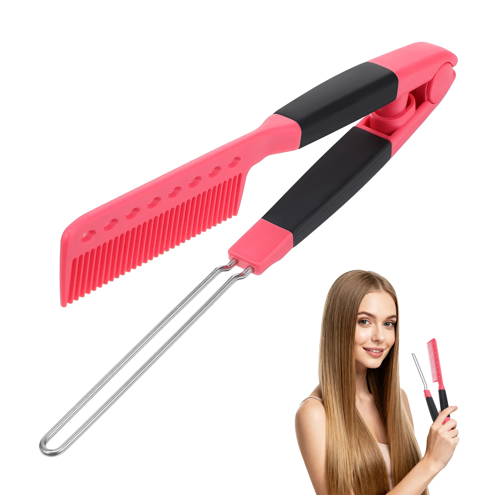 مشط فرد الشعر على شكل حرف V، جبيرة تمليس الشعر الاحترافية للنساء في صالونات التجميل المنزلية، لمسة نهائية طبيعية ناعمة #3