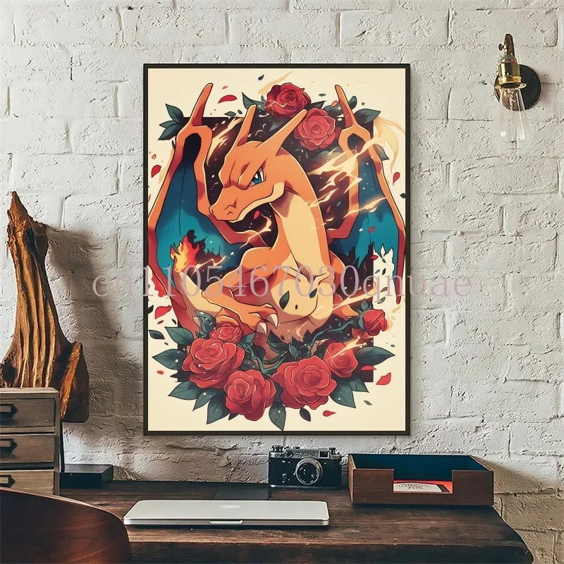 Figur Pokemon Anime Klasik Hd Charizard Bulbasaur Tupai Charmander Poster Karya Seni Lukisan Kanvas Seni Dinding Dekorasi Kamar Rumah