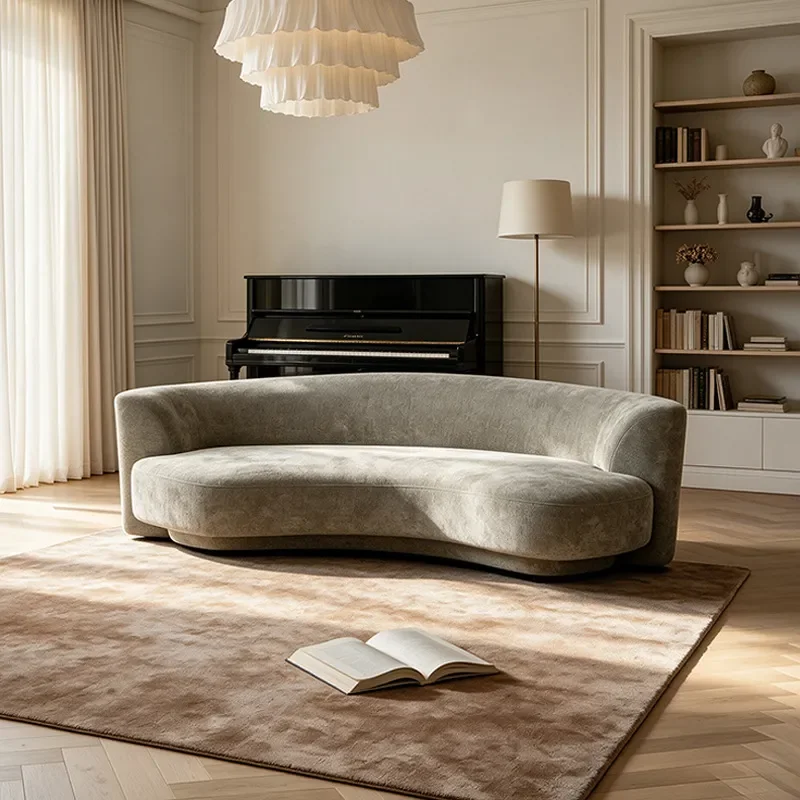 for Italian Curved Sofa Small Apartment Modern Simple Fabric Living Room Clothing Store Sitting Area Corner Sofa