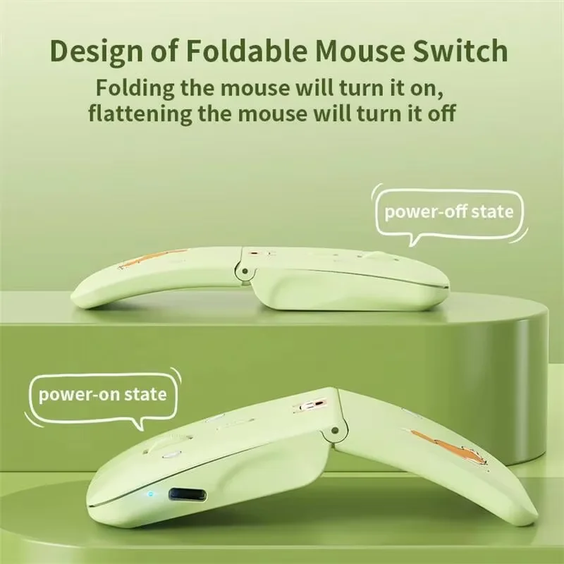 Ratón inalámbrico con dibujos de cachorros, silencioso, tipo C, carga rápida, plegable, Bluetooth, ergonómico, óptico, DPI, para ordenadores portátiles y tabletas