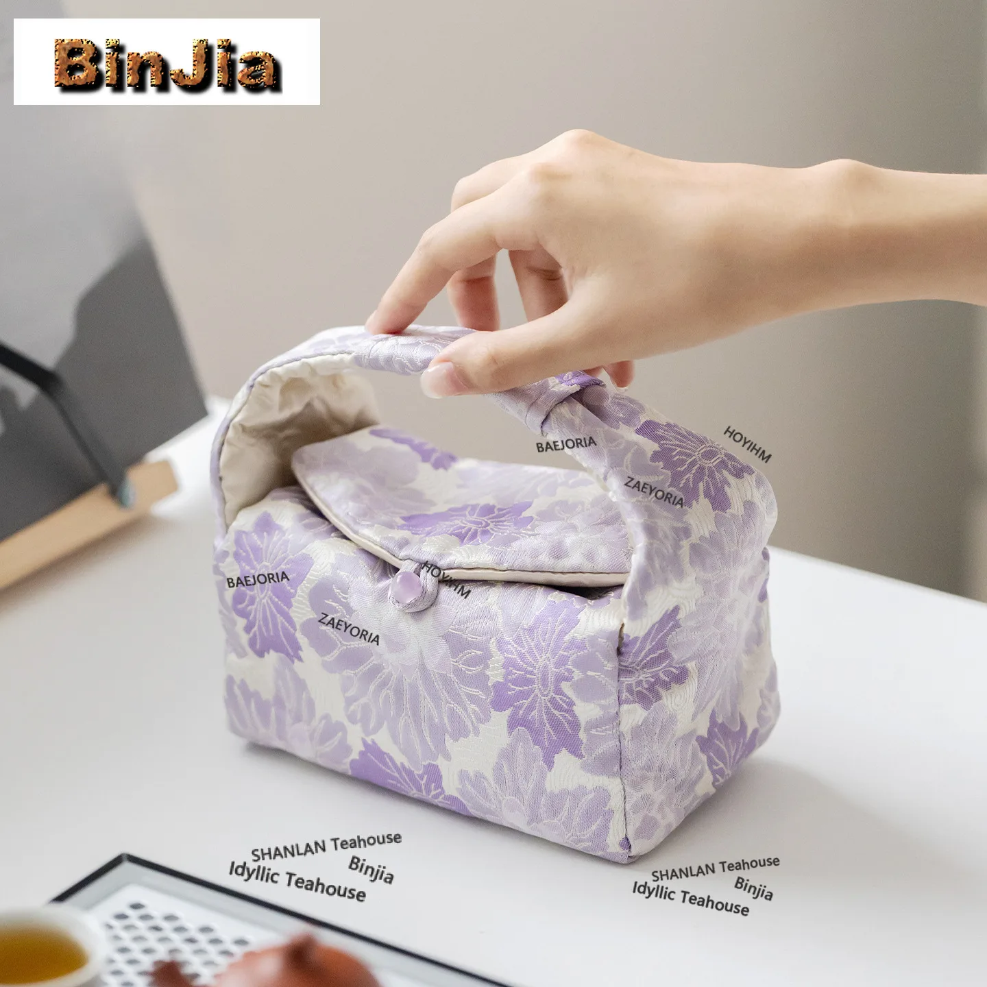 BAEJORIA Purple Tea Cozies Handmade Tea Dish Bag Te Tikonf Tea Cozy For Teapot Hand Bag Travel Tea Set Bag Tea Services Gifts