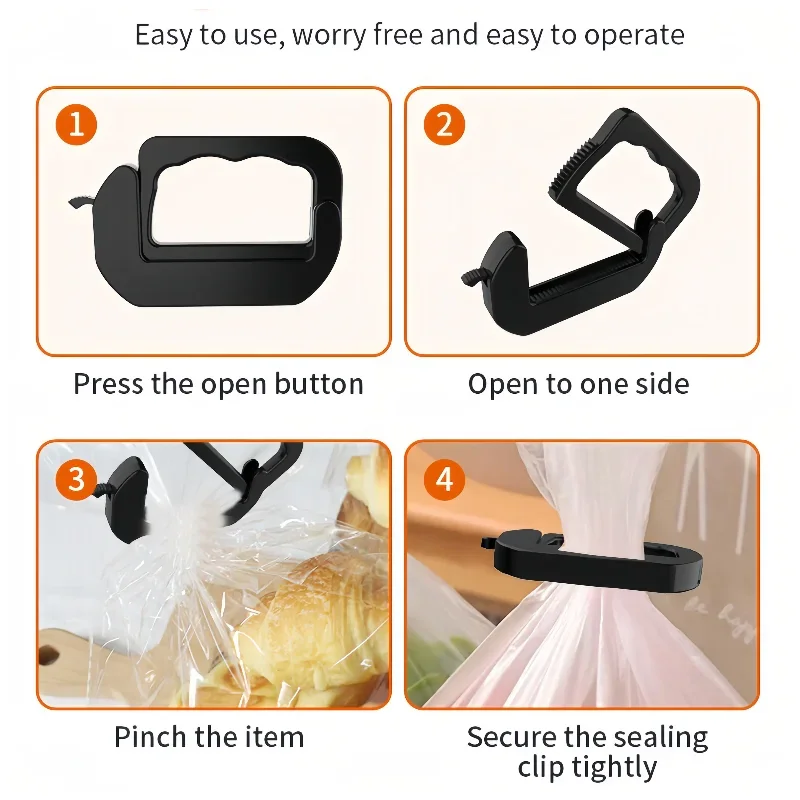 

Hand-held Sealed Food Clip 4PCS - Leakproof Storage Clamps for Chips Dry Food Bread Ideal for Outdoor Travel Picnic Use