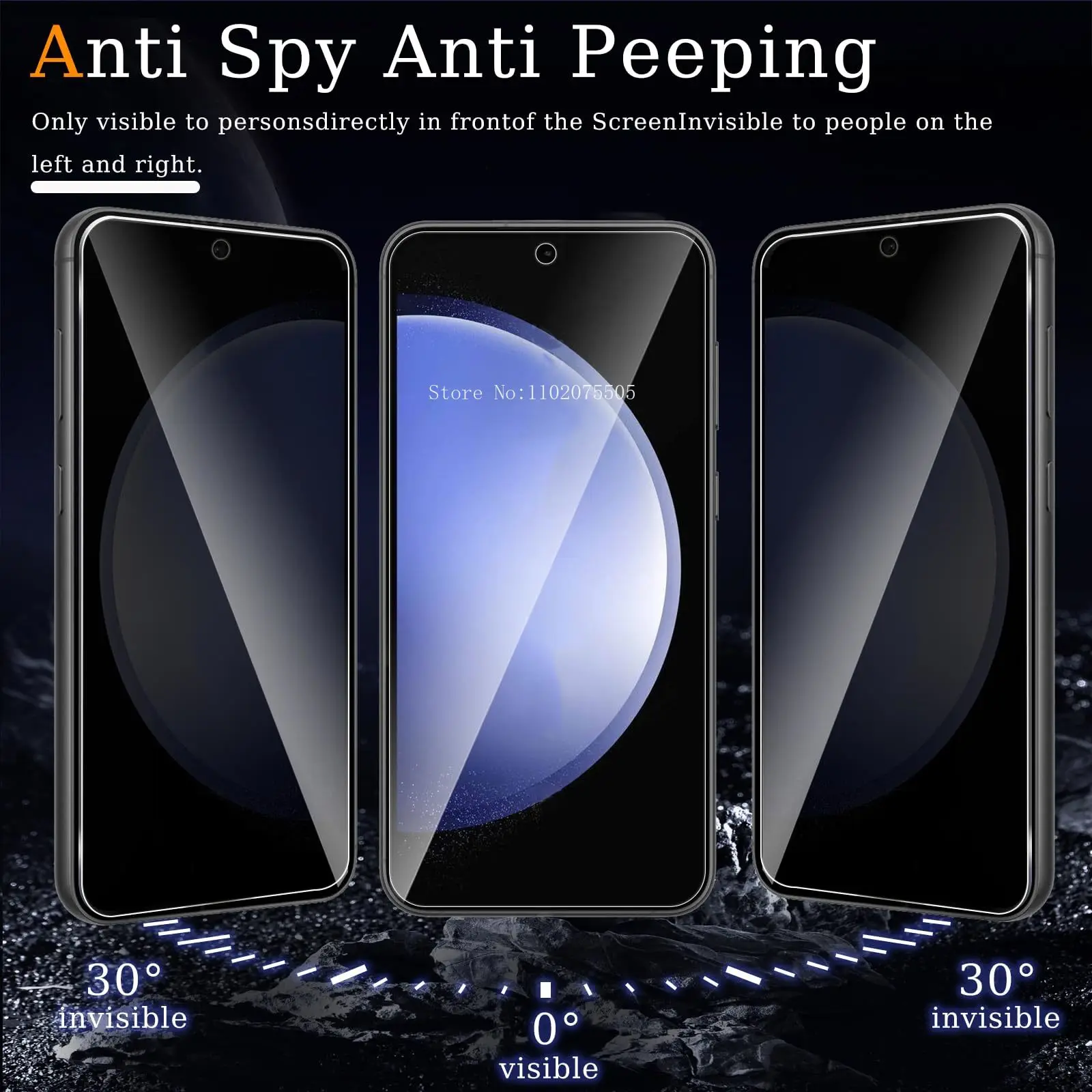 Anti Spy Screen Protector For Galaxy S23 FE Samsung, Tempered Glass Privacy Peep Scratch 9H Case Friendly