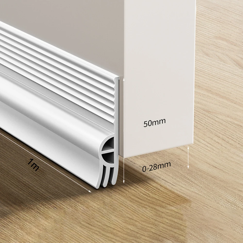 TPE Door Bottom Seal Strip 100cm, 3-Layer Windproof & Soundproof Weather Stripping, Self-Adhesive Air Blocker For Home Office, B