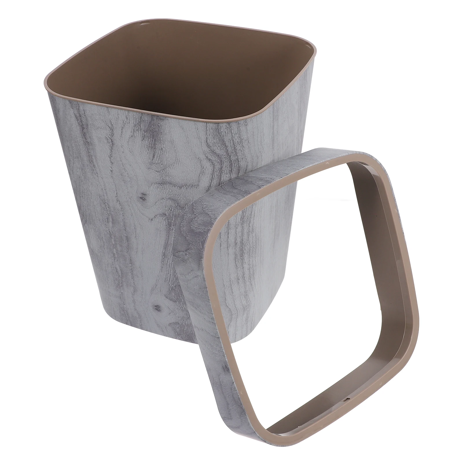 Wood Grain Trash Can Home Retro Slim Convenient Bucket Household Garbage Kitchen Bin Lidless Automatic Office