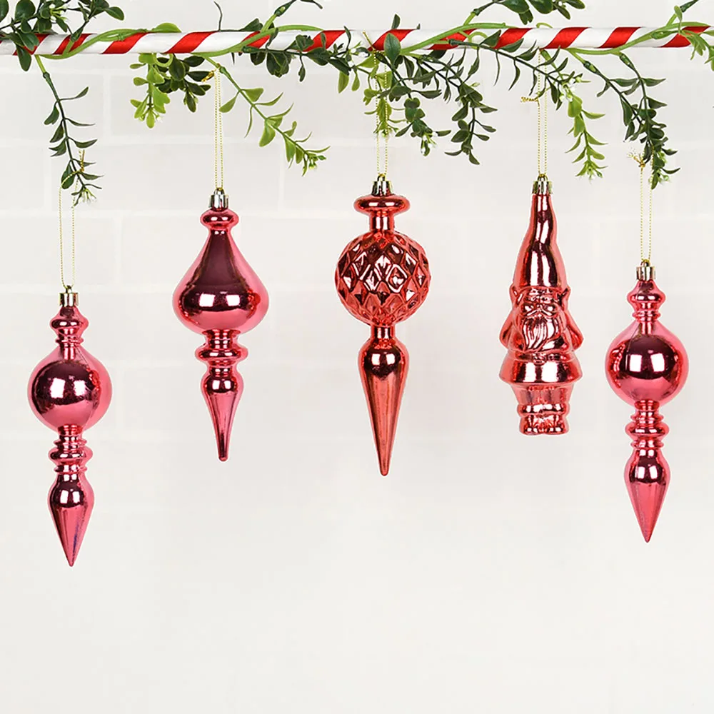 New Year Christmas Tree Ornaments Pendant Color Gourd Ball Water Drop Craft Hanging Decorations Home Xmas Party Room Decoration