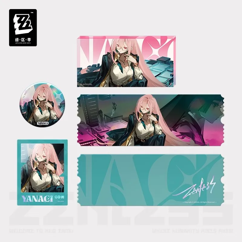 

[Genuine] miHoYo Game Zenless Zone Zero Tsukishiro Yanagi Cosplay 3D DIY Badge Brooch Anime Cartoon Ornament Laser Ticket Set