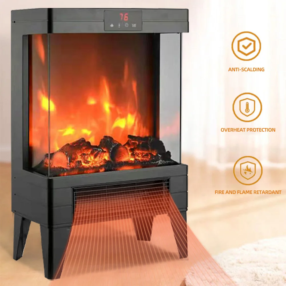 Chimenea eléctrica interior sin humo para el hogar, Calentador de llama 3D, ventilador, Pared, Camino