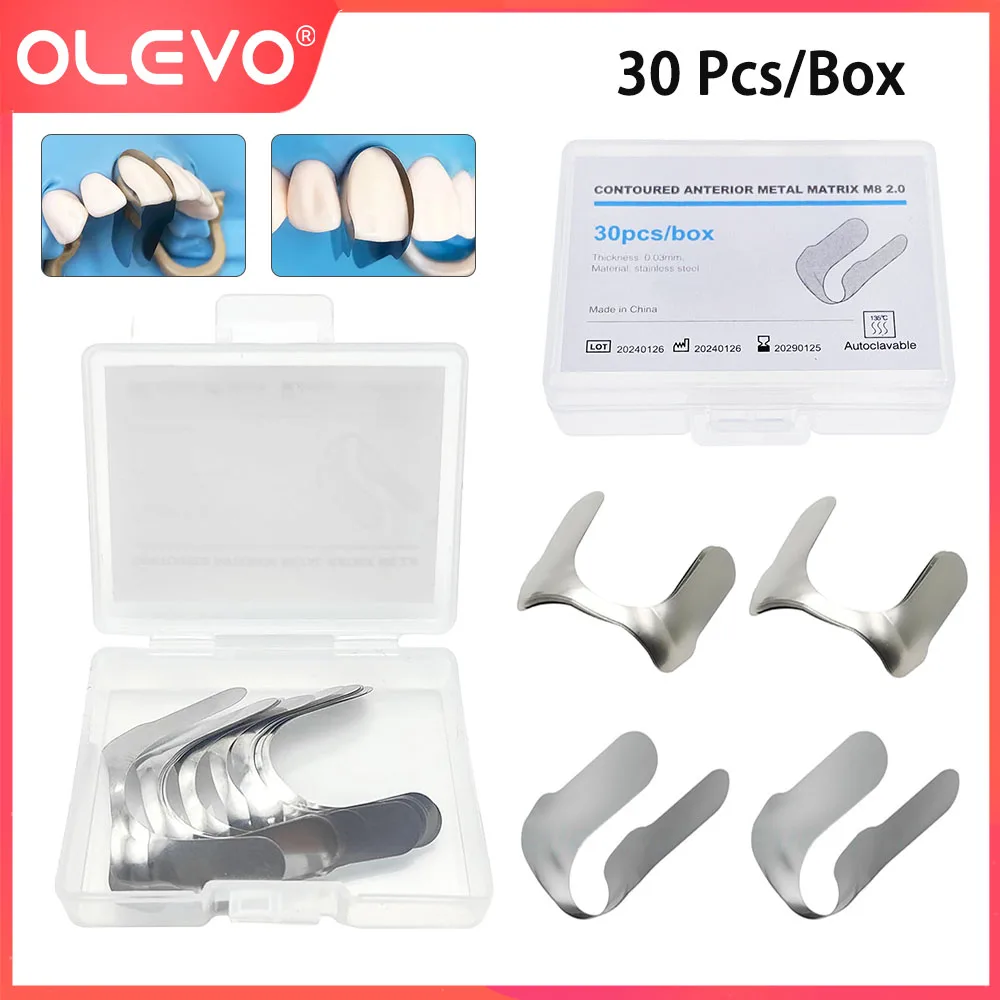 

30 Pcs Dental Metal Matrix Bands Sectional Contoured Anterior Matrices Stainless Steel Forming Sheet Dentistry Restoration