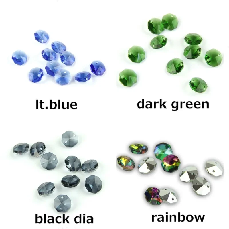 100pcs/1000pcs 14mm 1 Hole/2 Holes Glass Octagon Prism Beads For Crystal Chandelier Parts - view 5