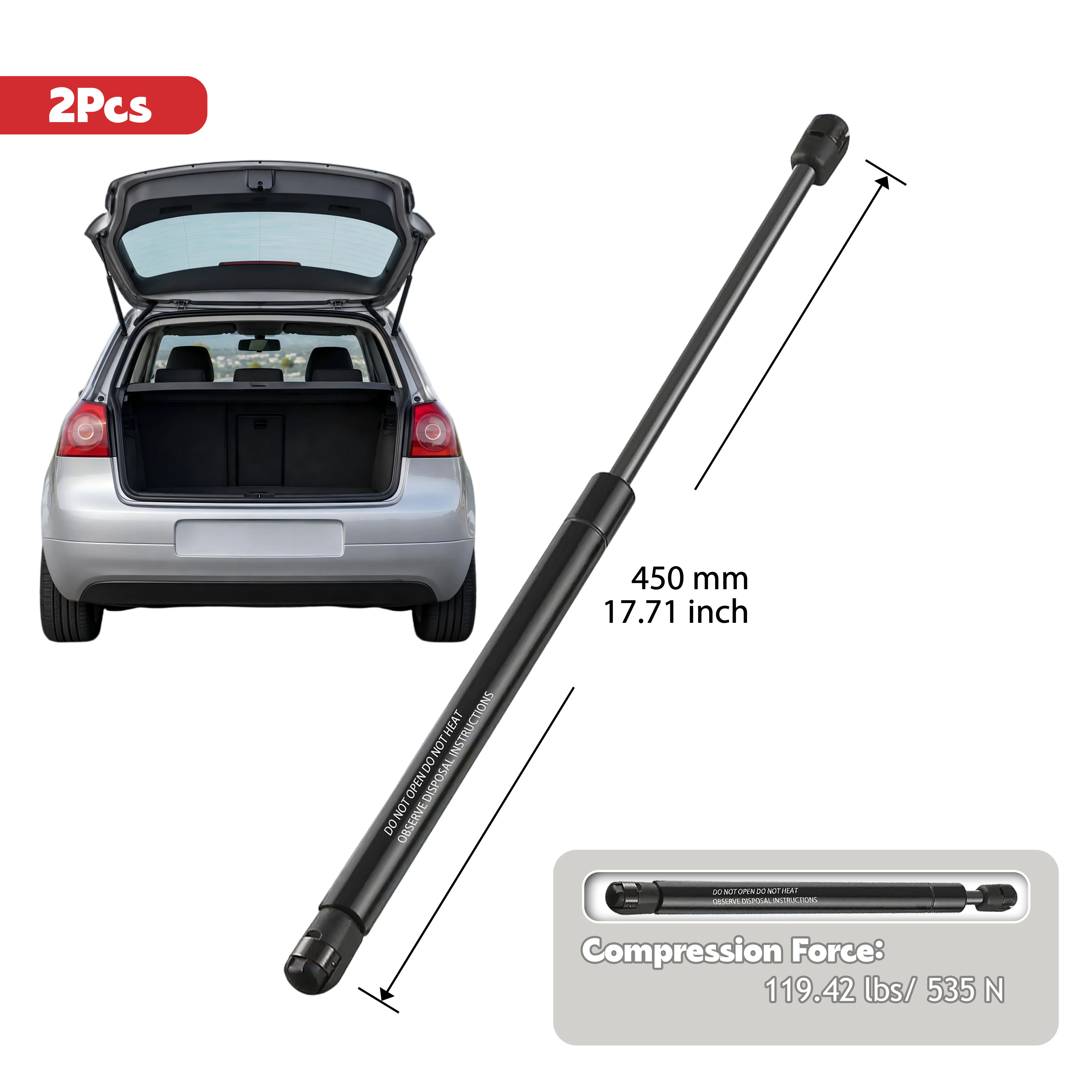 2Pcs Boot Tailgate Gas Strut Lift Support For VW Golf V 1K1 2003-2009 Rear Tailgate Gas Spring OE 1K6827550F
