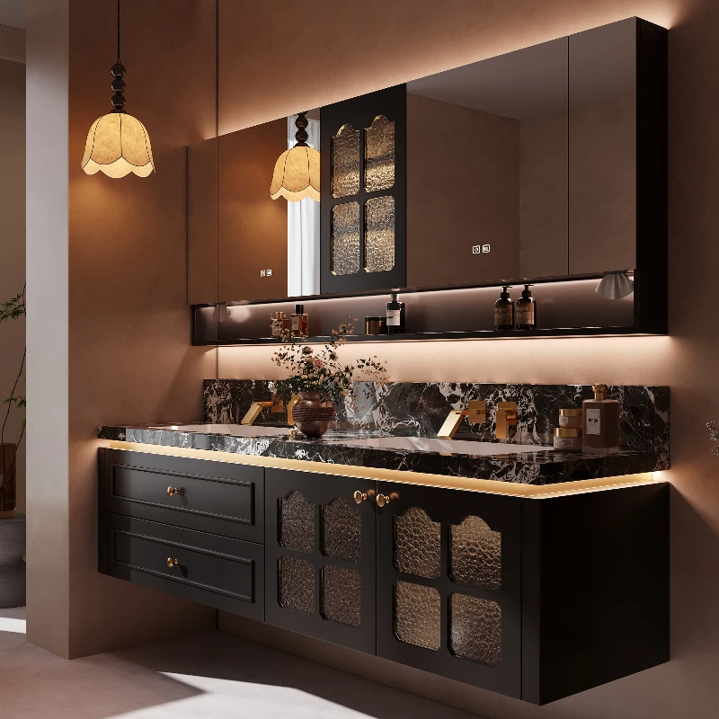 

Luxury Modern Mirror Bathroom Cabinet Wall Mounted Drawers Ceramic Storage Bathroom Cabinet Space Saver Mobile Bagno Furniture