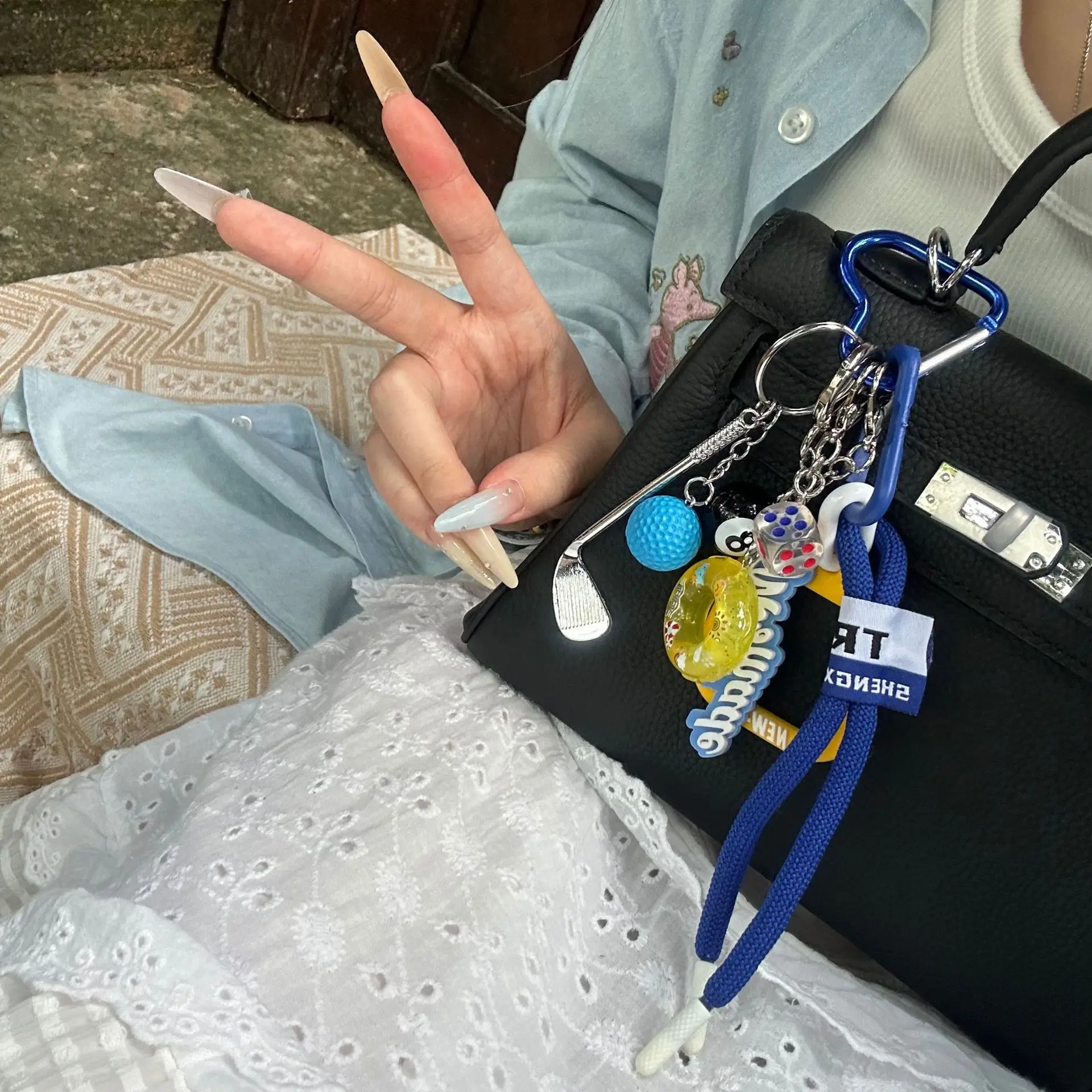 

New Creative Fashion Versatile Golf Bag Pendant Creative Silicone Letter Braided Rope Bag Pendant Keychain Bag Parts Accessories