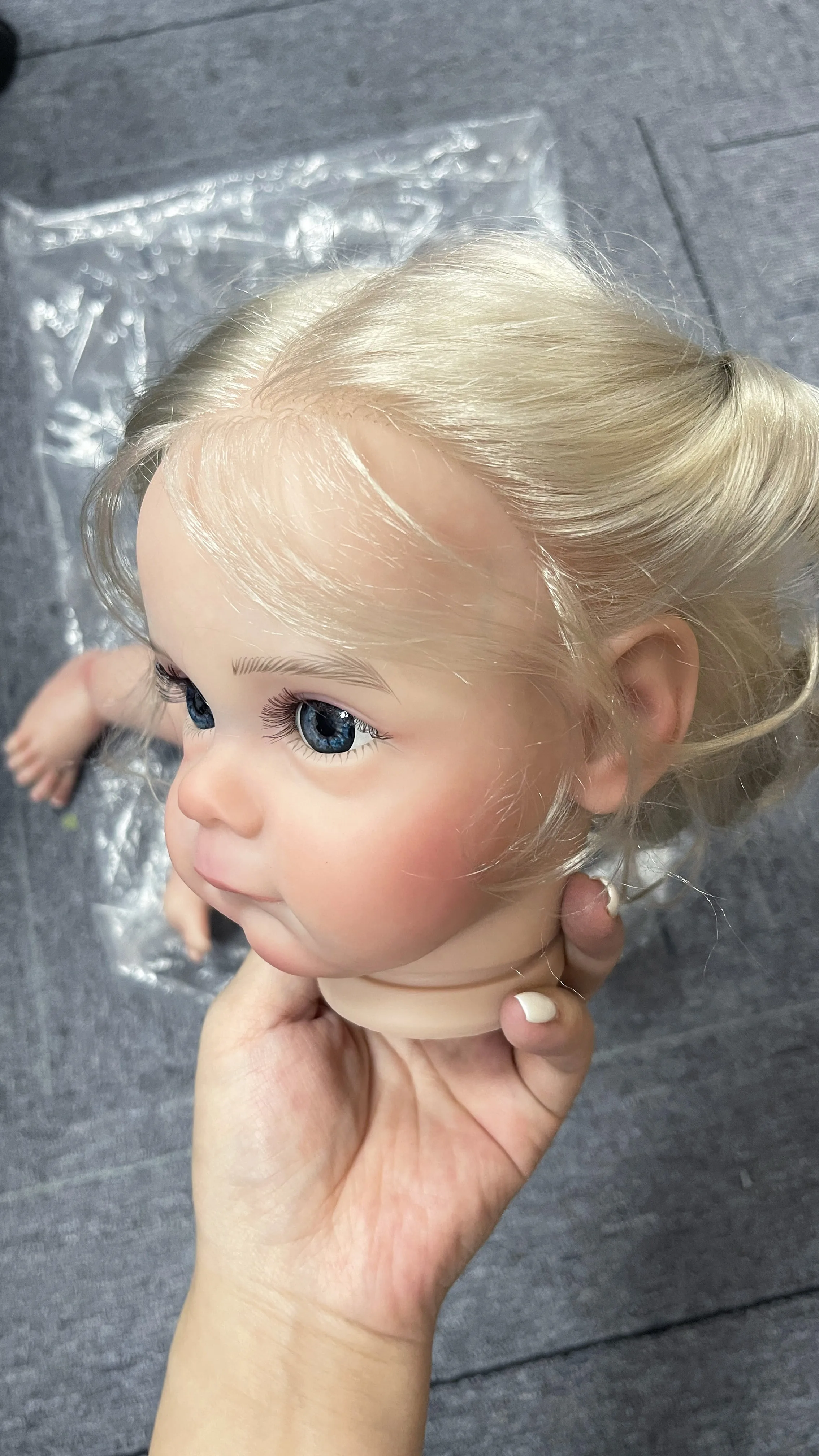 21Inch Maggi Reborn Doll Kit Unassembled Already Painted Doll Parts with Rooted Hair with Visible Veins with body and eyes