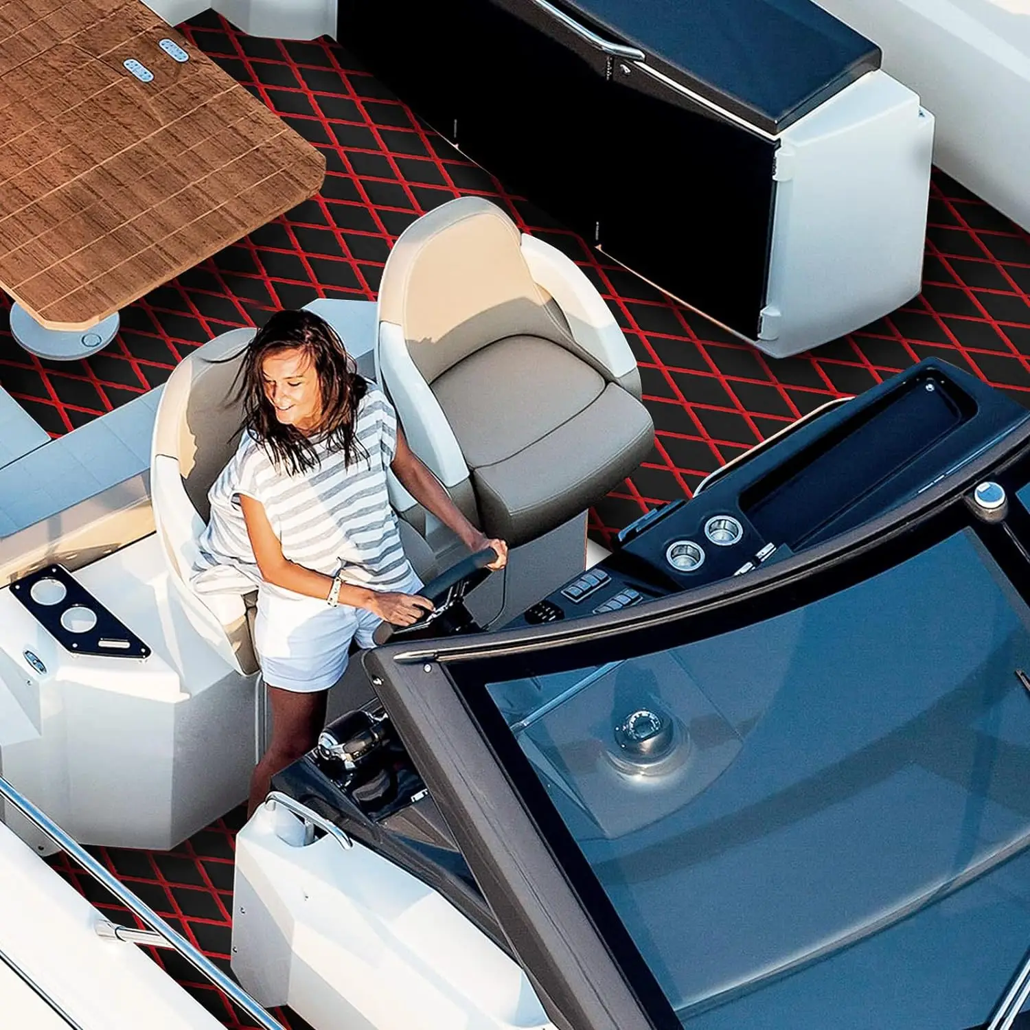 2400*600mm EVA Foam Marine Anti-skid Floor Sheet EVA Yacht Deck Pad Self-Adhesive Sheet Motorboat Kayak Jet Ski Garden Swimming image 6