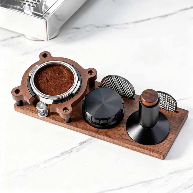 

51/53/54/58mm Wood Coffee Tamper Mat Station Stand Portafilter Holder Filter Screen Holder Espresso Tamping Storage Rack Barista