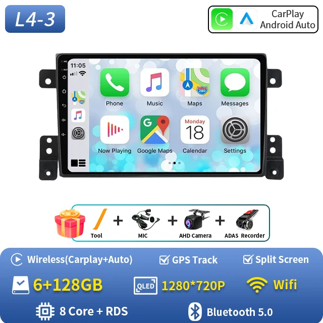 2Din autoradio Android 16 voor Suzuki Grand Vitara 3 2005-2010 2011-2015 autoradio multimediaspeler GPS Carplay Android Auto WIFI