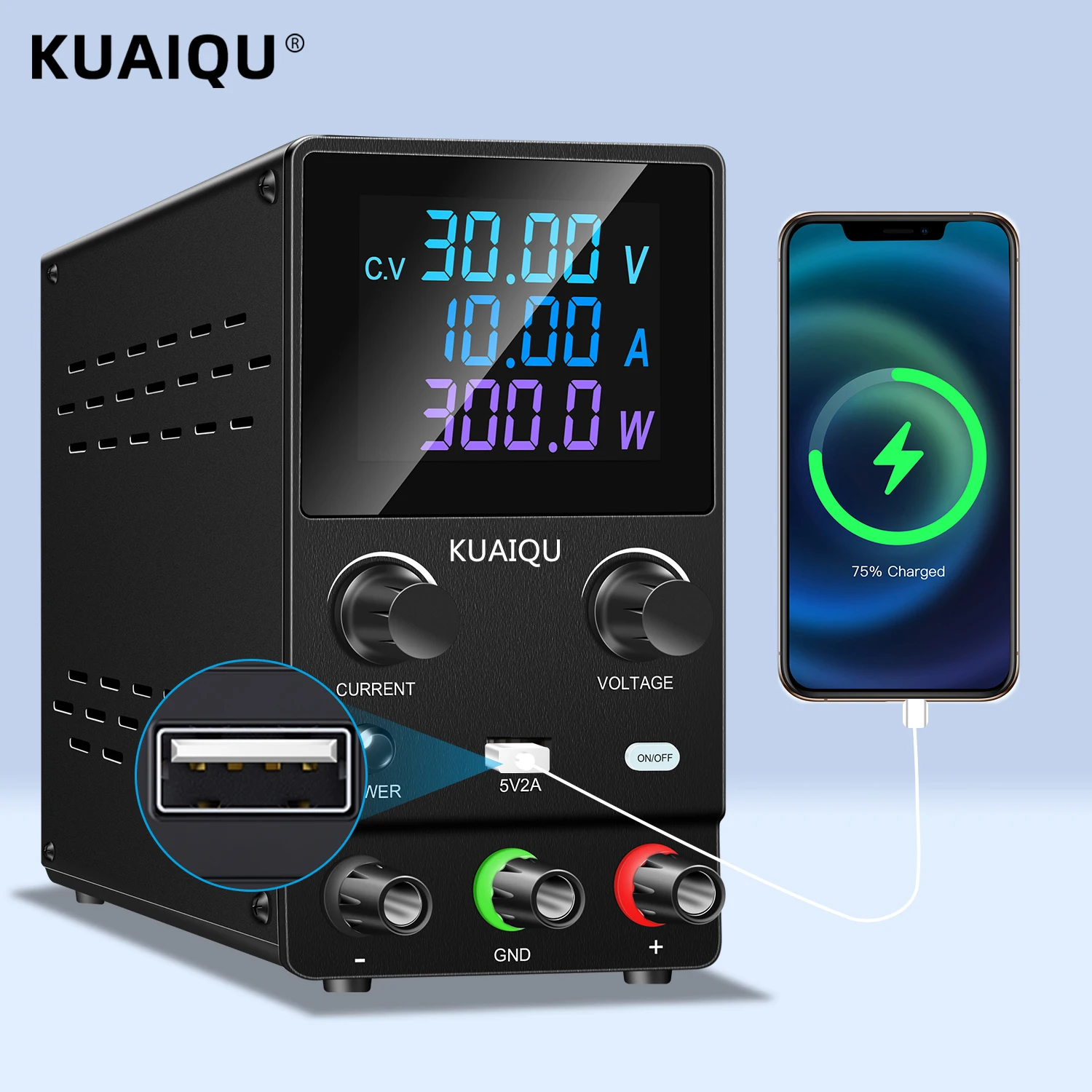 

KUAIQU USB DC Regulated Laboratory Power Supply Adjustable 30V 10A Voltage Regulator 60V 5A Stabilizer Switch Bench Power Source