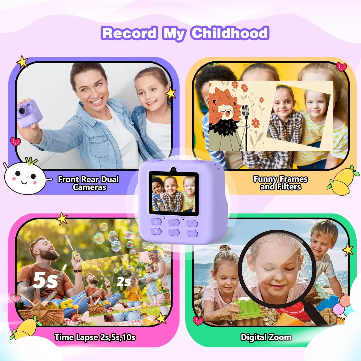 Kids Smart Instant Camera 1080P HD Dual Lens Digital Camera Gifts for Children 3-12 years Best Christmas Birthday Toys Gift 2025