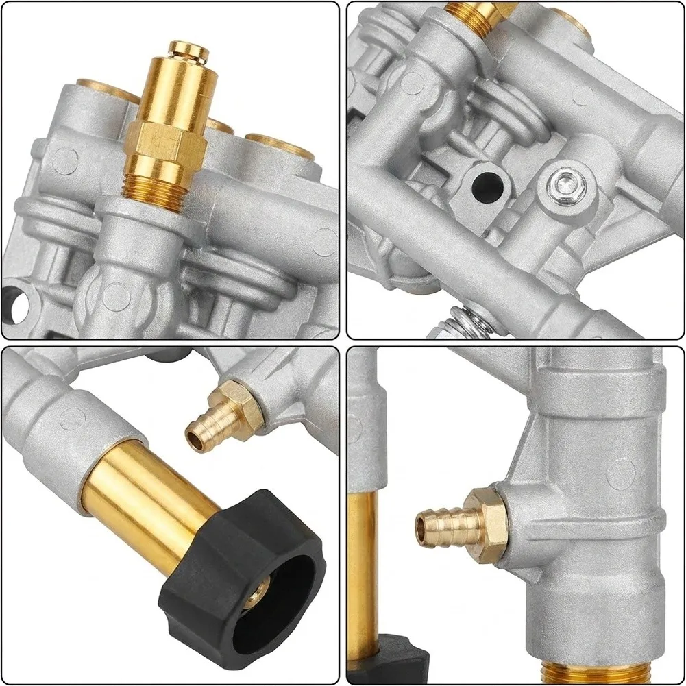 Metal Manifold Kit Compatible with High Pressure Washer Pumps 7108366 510020 520006 3.74 x 6.89 in All Components