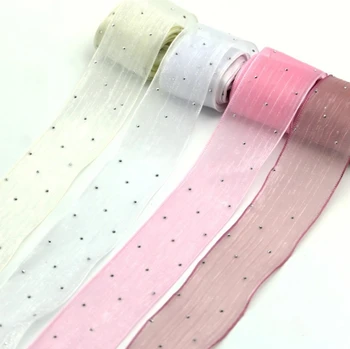 (5 metrów/opakowanie) 4CM bąbelkowa plisowana taśma diamentowa siatka wstążka z organzy kokarda do włosów materiał opakowanie na prezent dekoracja odzieży DIY