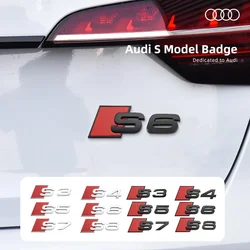 1PCS 3D ABS Numbers Letters S3 S4 S5 S6 S7 S8 Emblem for Audi S series Car Fender Trunk Rear Logo Sticker Black/Silver Styling