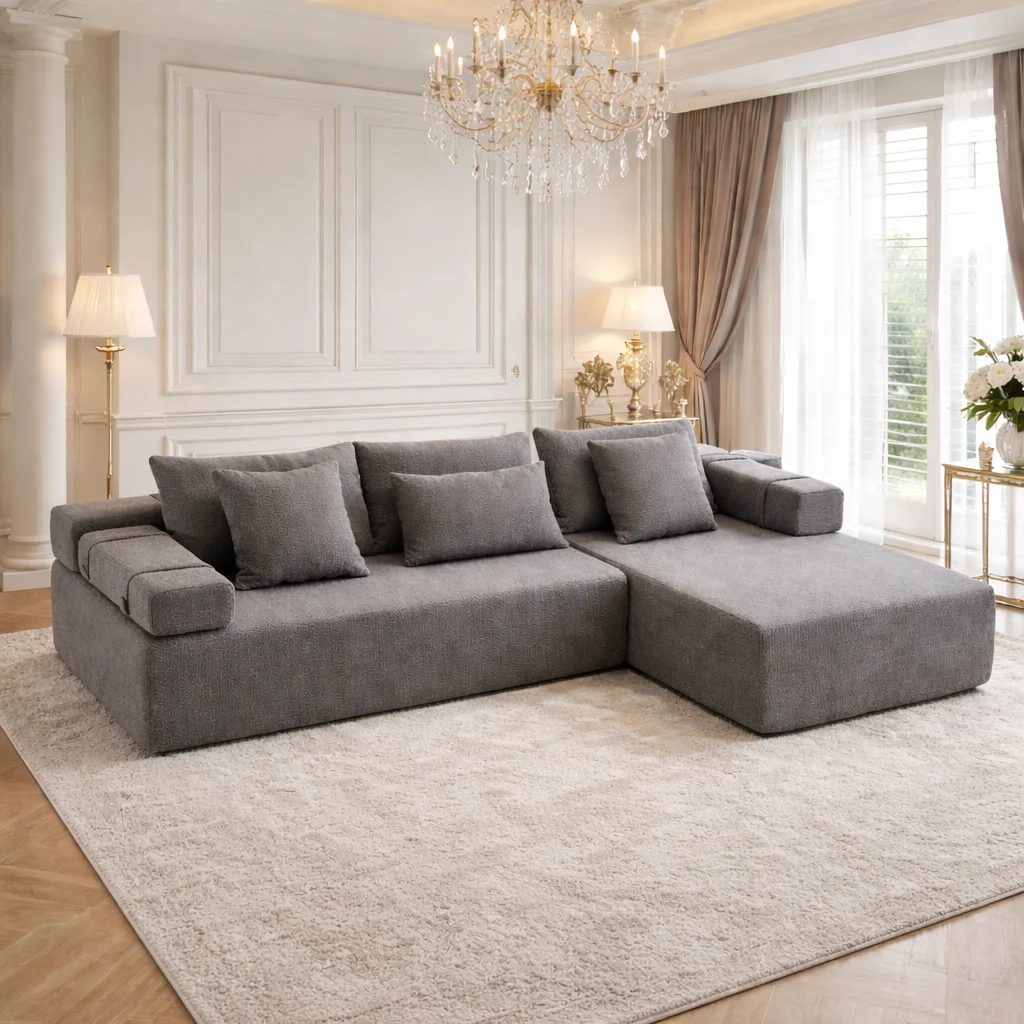 #Apartment Living Space Three Seat Customizable Versatile Full Sponge Modular Fabric Sectional Couch Vacuum Compressed Sofa