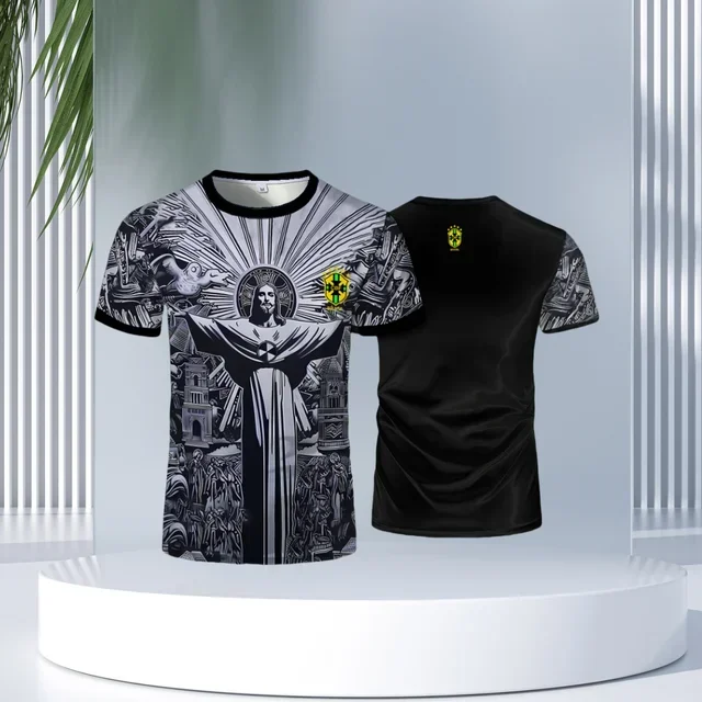 24/25 Brazil Jesus Special Edition Football Jersey T-shirt Summer New Arrival Sports T Shirts Adults Training Soccer Uniform image 2