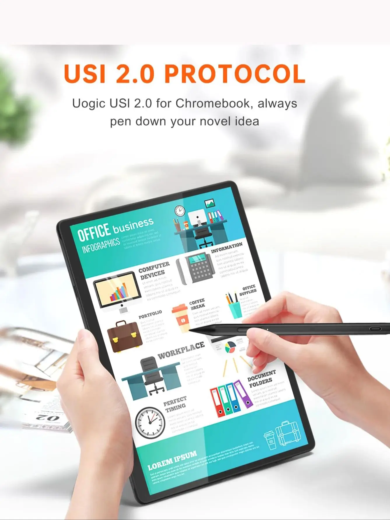 قلم USI2.0 لأجهزة Chromebooks 4096 مستوى الضغط لأجهزة Lenovo وASUS وHP Chrome والكمبيوتر اللوحي Google Pixel