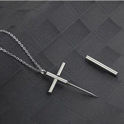 Stainless Steel Pendant Cross Necklace Men Fashion Jewelry Chains Boy EDC Gadgets For Male Female Women Girls Gifts Multi Tools