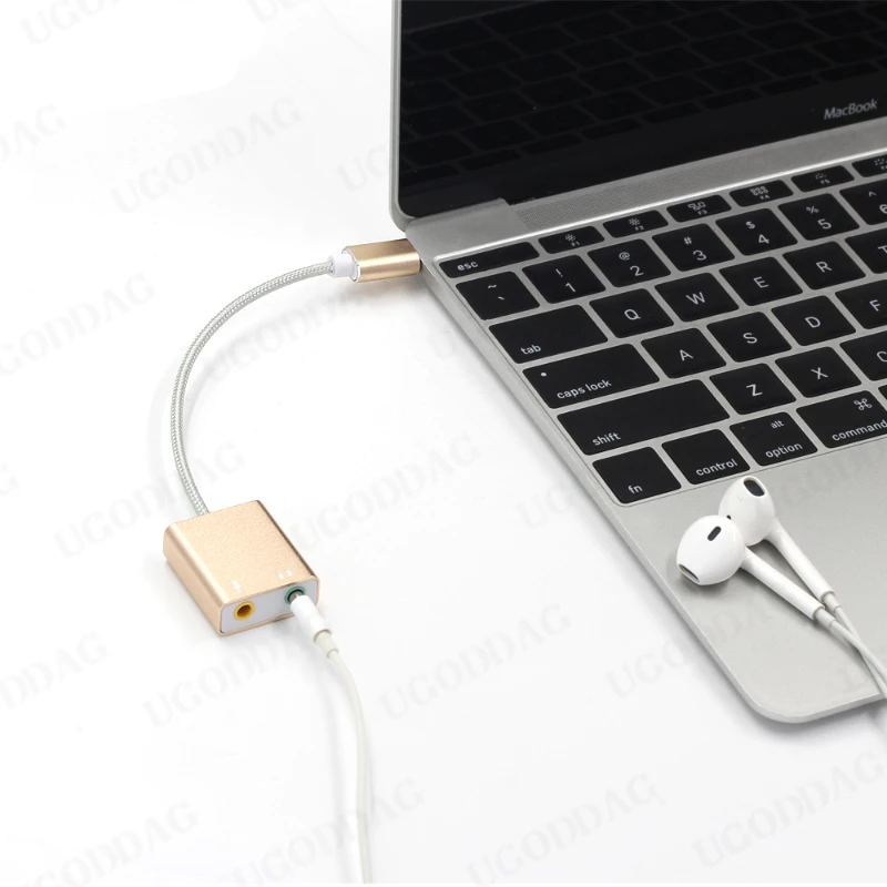 Aluminum Alloy External Type USB C Sound Card for Macbook Pro Air USB C 3.5mm Audio Jack Headphone Mic Adapter USB-C Sound Card