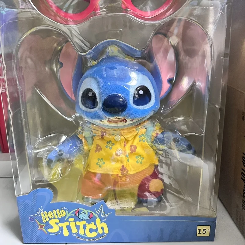 New Genuine Disney Hello Stitch Summer Series Cute Vinyl Collectible Figure 25cm 9.8in Large Body Display Toy Birthday Gifts