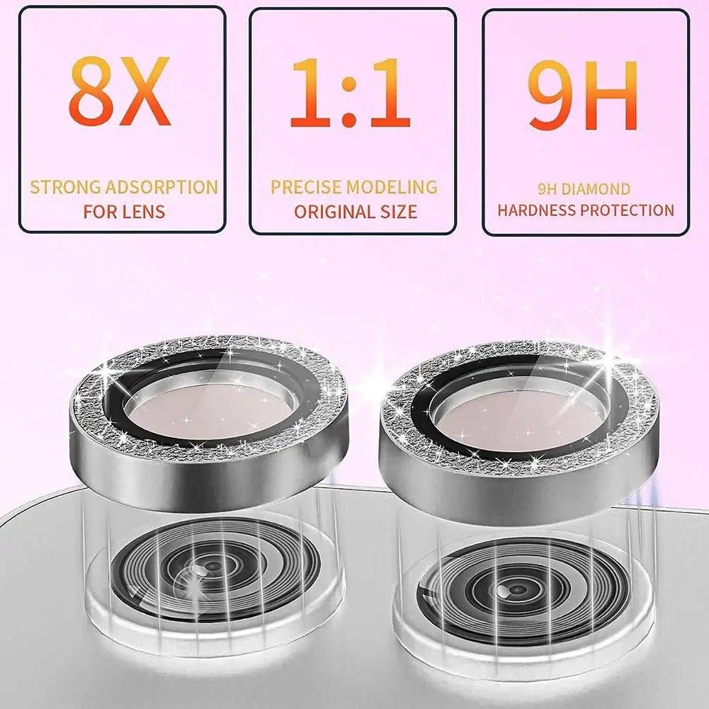 Bling Tiny Diamond Alloy Camera HD Glass Protector Cap for Samsung Galaxy Z Flip 5 Flip5 ZFlip5 Glitter Metal Lens Cover