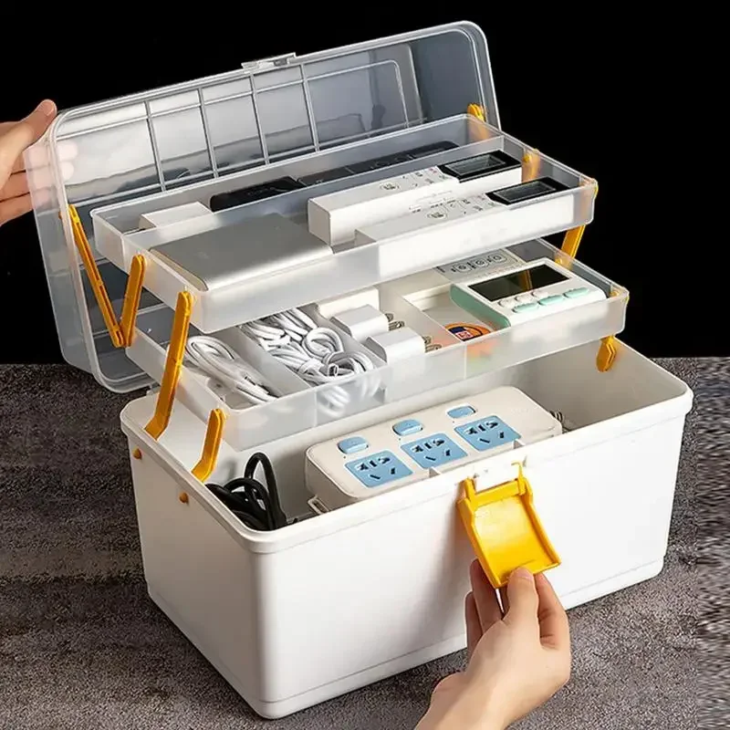 

Small Tackle Box With 2 Tray Hardware Organizer Multipurpose Fishing Box 2 Tray Storage Tool Box Organizer Hardware Organizers