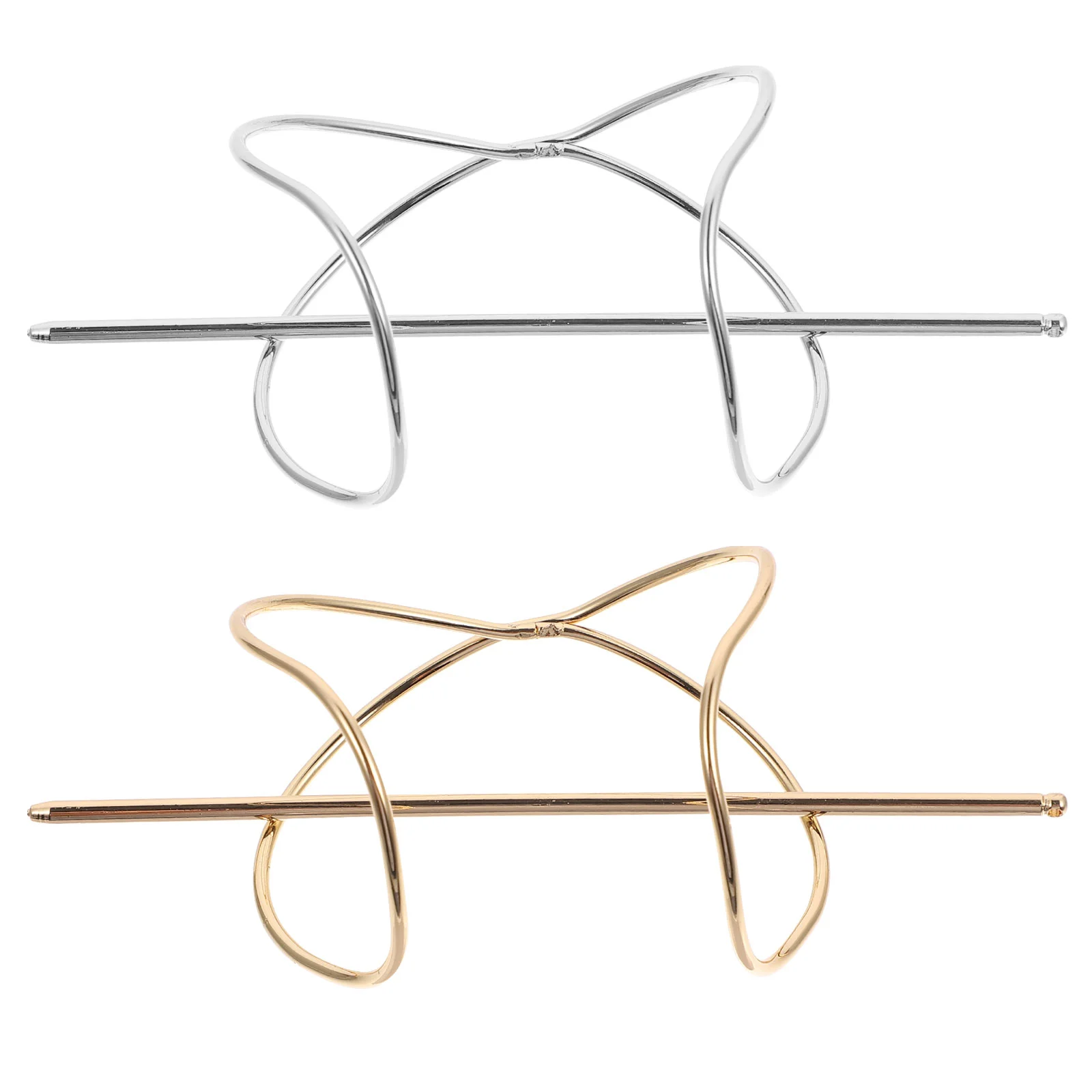 

2 Pcs Metal Hairpin Stick Bun Holder Accessories Girls Clips European and American X Shaped Cuff Women's Barrettes