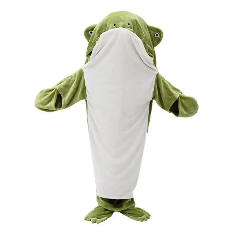 

Jumpsuit Blanket Cozy And Lightweight Cosplay Hooded Sleep Blanket Versatile Cute Frog Pajama Design Blanket For Parties