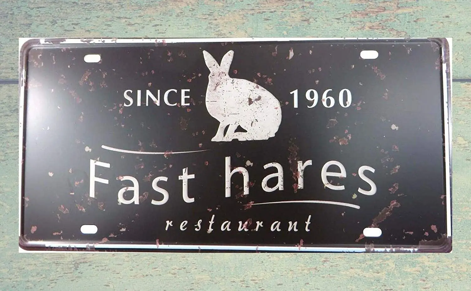 

QDTrade Metal Sign 8 x 12inch - Garden Outdoor Metal Fast Hares tin Sign Vintage car Metal Sign