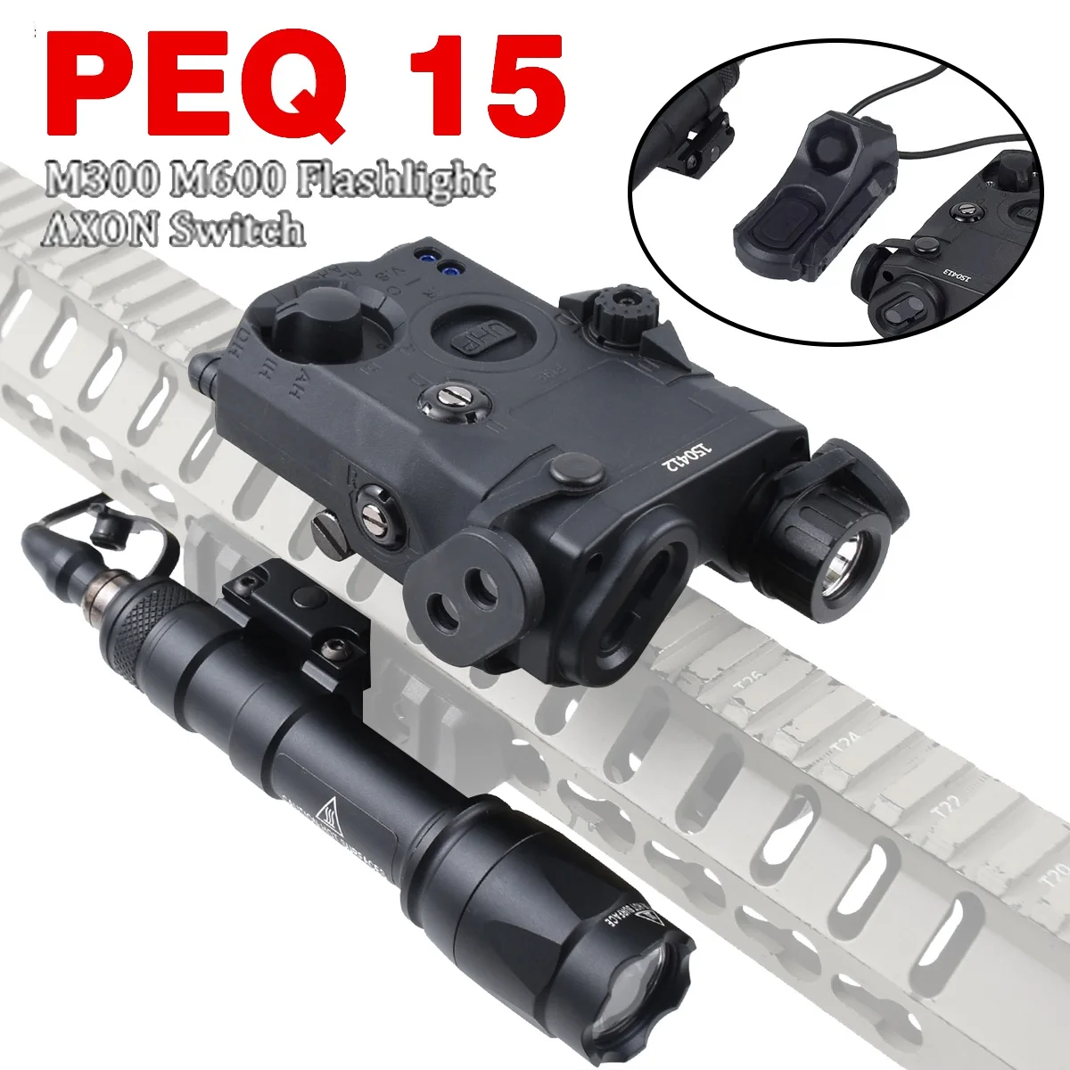 Tactical M600 PEQ15 Red Green Blue IR Fill Light Lazer Indicator Airsoft PEQ-15 Weapons Scout Light LED Strobe Flashlight PEQ