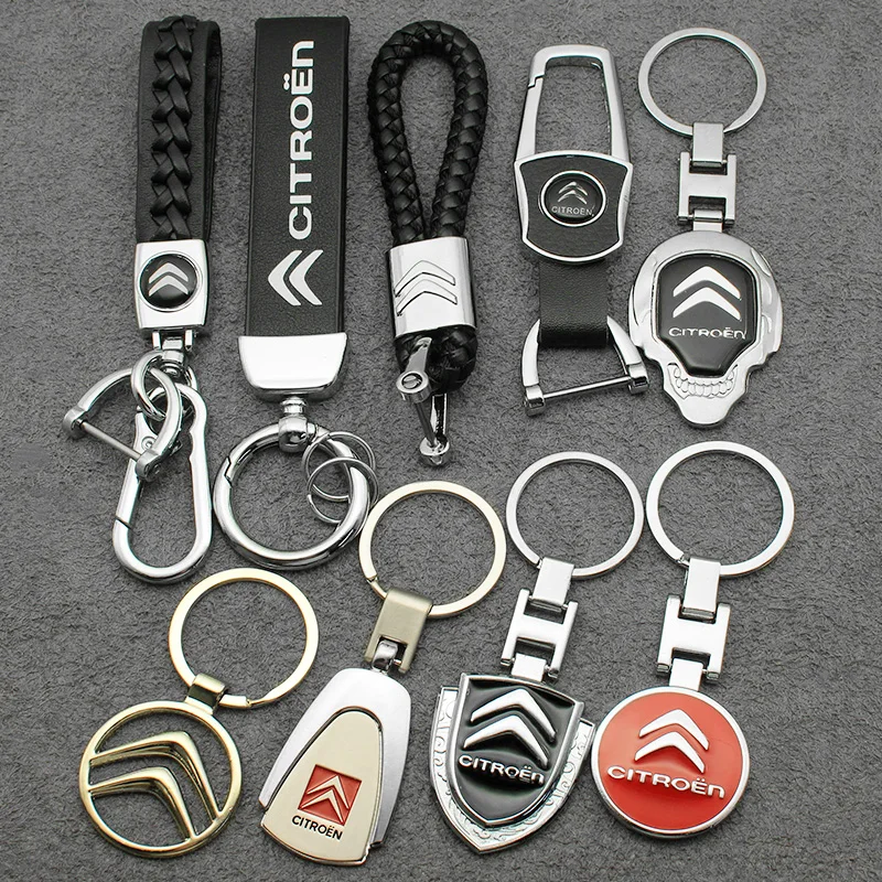 ثلاثية الأبعاد المعادن/الجلود سيتروين C5X C6 DS C3-XR C4L C4 C1 C5 C6 VTS C-ELYSEE مفتاح سلسلة حلقية لسيارة المفاتيح شارة شعار الملحقات