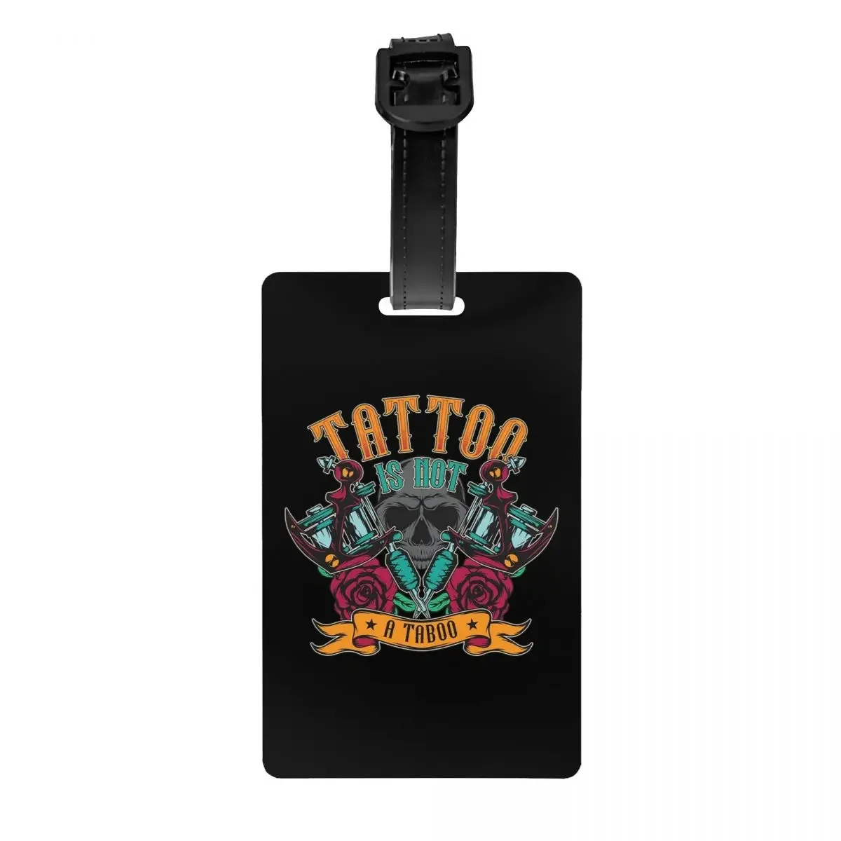 

Tattoo Machine And Skull - Is Not A Taboo Luggage Tag for Suitcases Funny Baggage Tags Privacy Cover Name ID Card