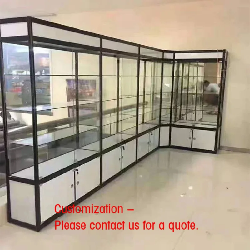 custom.Cheap Smoke Shop Showcase with LED Light Lockable Aluminum Display Cabinet Display