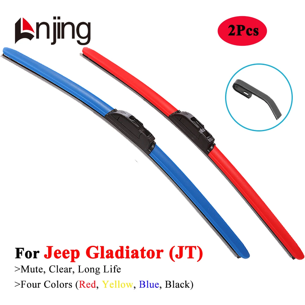 LNJING Colorful Hybrid Wiper Blades For Jeep Gladiator JT Pick Up 2019 2020 2021 2022 2023 2024 Car Exterior Luxury Accessories