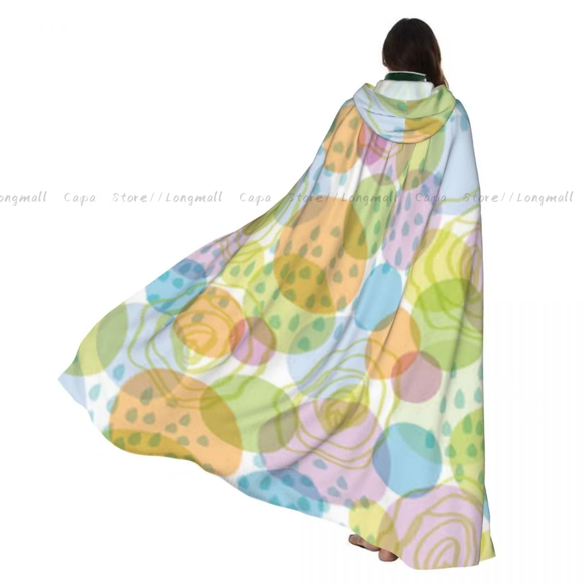 

Cosplay Medieval Costumes Abstract Circles And Drops Hooded Cloak Capes Long Robes Jackets Coat Carnival