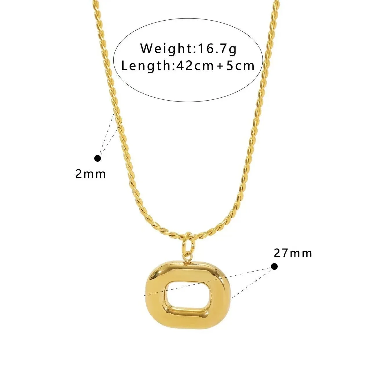 Design personnalisé et minimaliste, collier ovale pour femme en acier inoxydable avec mode ajourée, polyvalent et haut de gamme