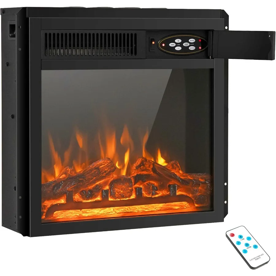 

Electric Fireplace Insert 18 Inch Recessed Freestanding Fireplace Heater with 7-Level Adjustable Brightness Remote Overheat Pro