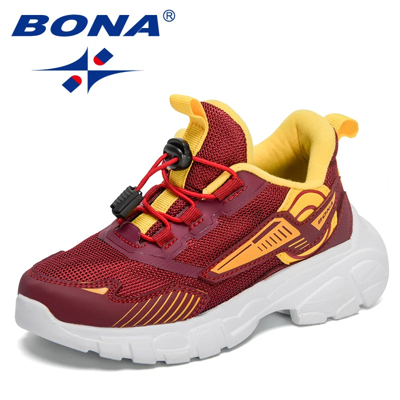 BONA 2023 New Designers Brand Casual Shoes Children Fashion Comfortable Shoes For Girls Boys Breathable Mesh Sneakers Kids Shoes