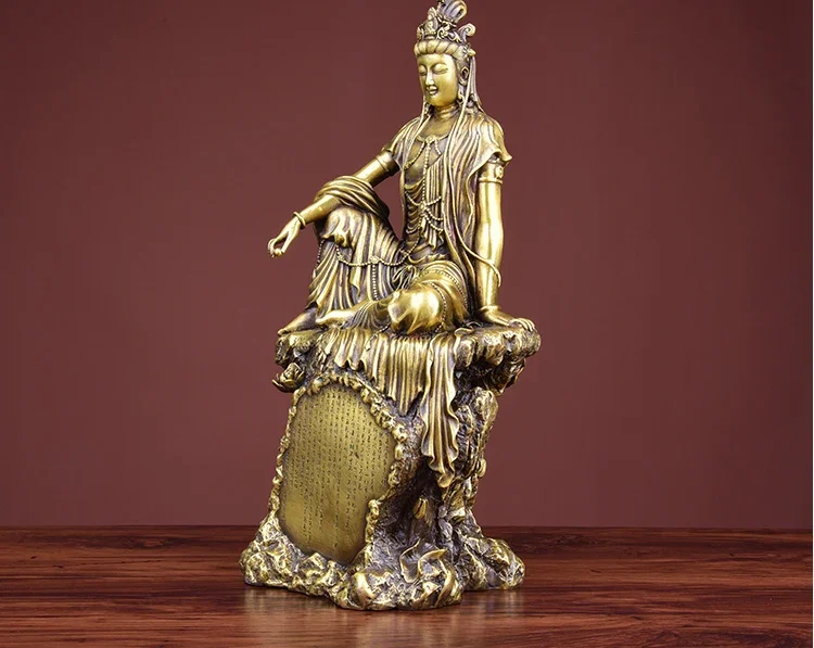 Pure Copper Guanyin Bodhisattva's Home Furnishings Copper Statue of Nanhai Zizi Guanyin Bodhisattva