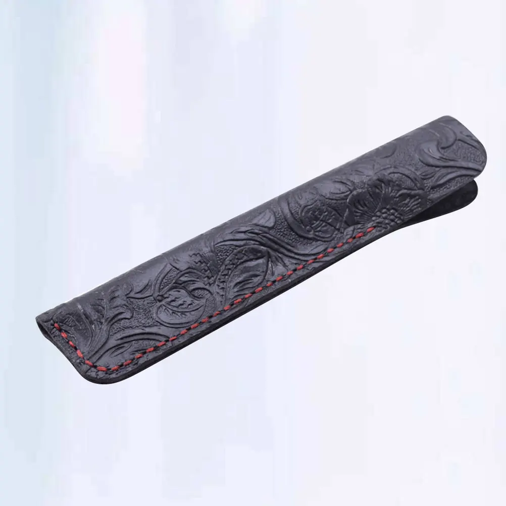 Cowhide Pen Set Fountain Case Holder for Purse Organizer Pencil Black Pouch Pens