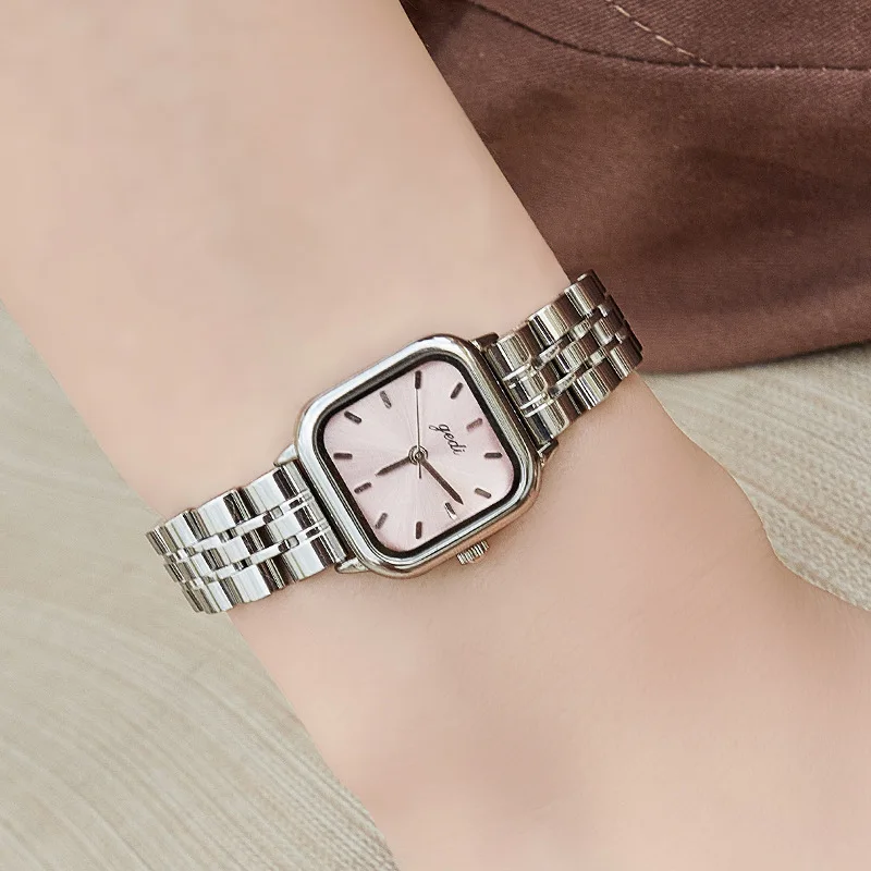 Reloj de cuarzo cuadrado minimalista para mujer de alta gama: correa única, elegante y de acero inoxidable